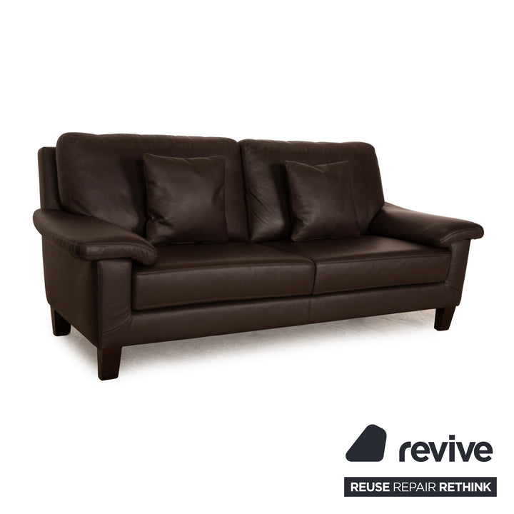 Willi Schillig Matrixx Leather Three-Seater Brown Dark Brown Sofa Couch