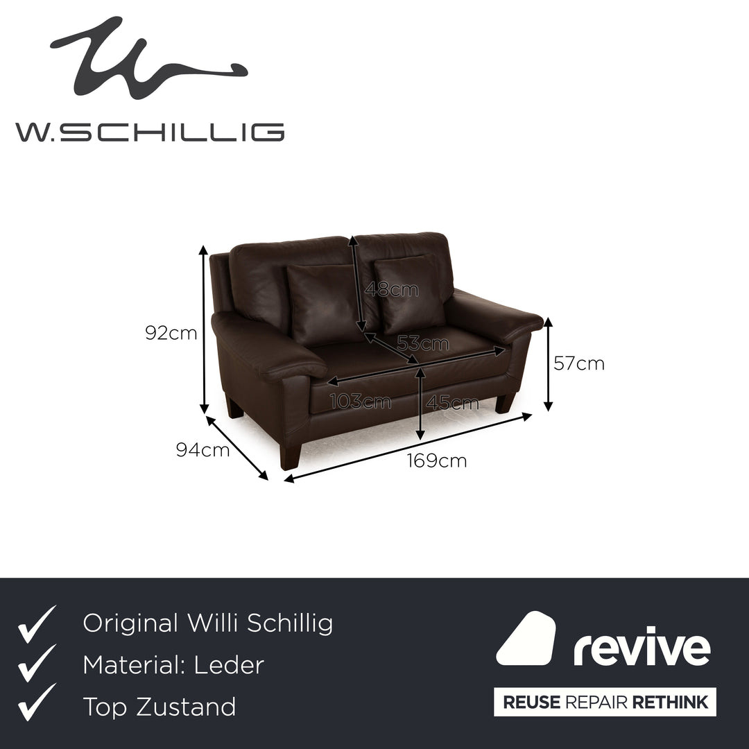 Willi Schillig Matrixx Leather Two-Seater Brown Dark Brown Sofa Couch