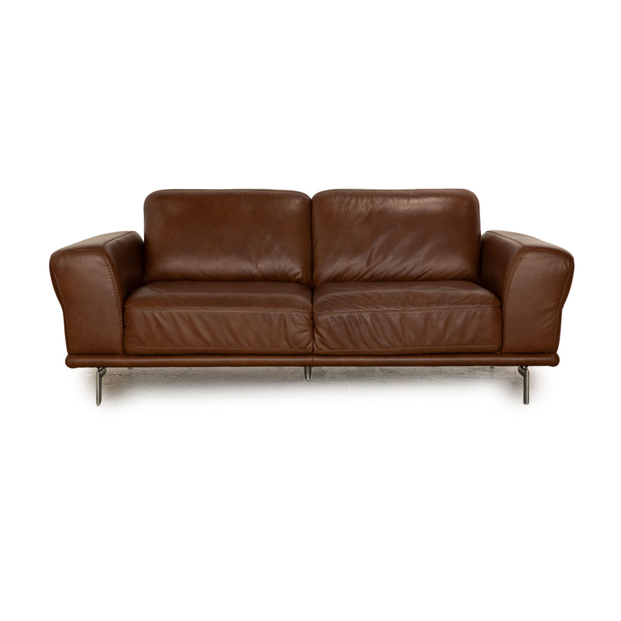 Willi Schillig Montanaa Leather Two-Seater Brown Sofa Couch