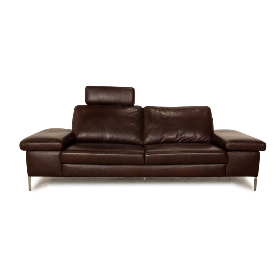 Willi Schillig NH 80 leather three-seater brown manual function sofa couch
