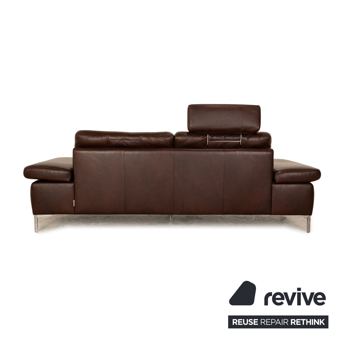 Willi Schillig NH 80 leather three-seater brown manual function sofa couch
