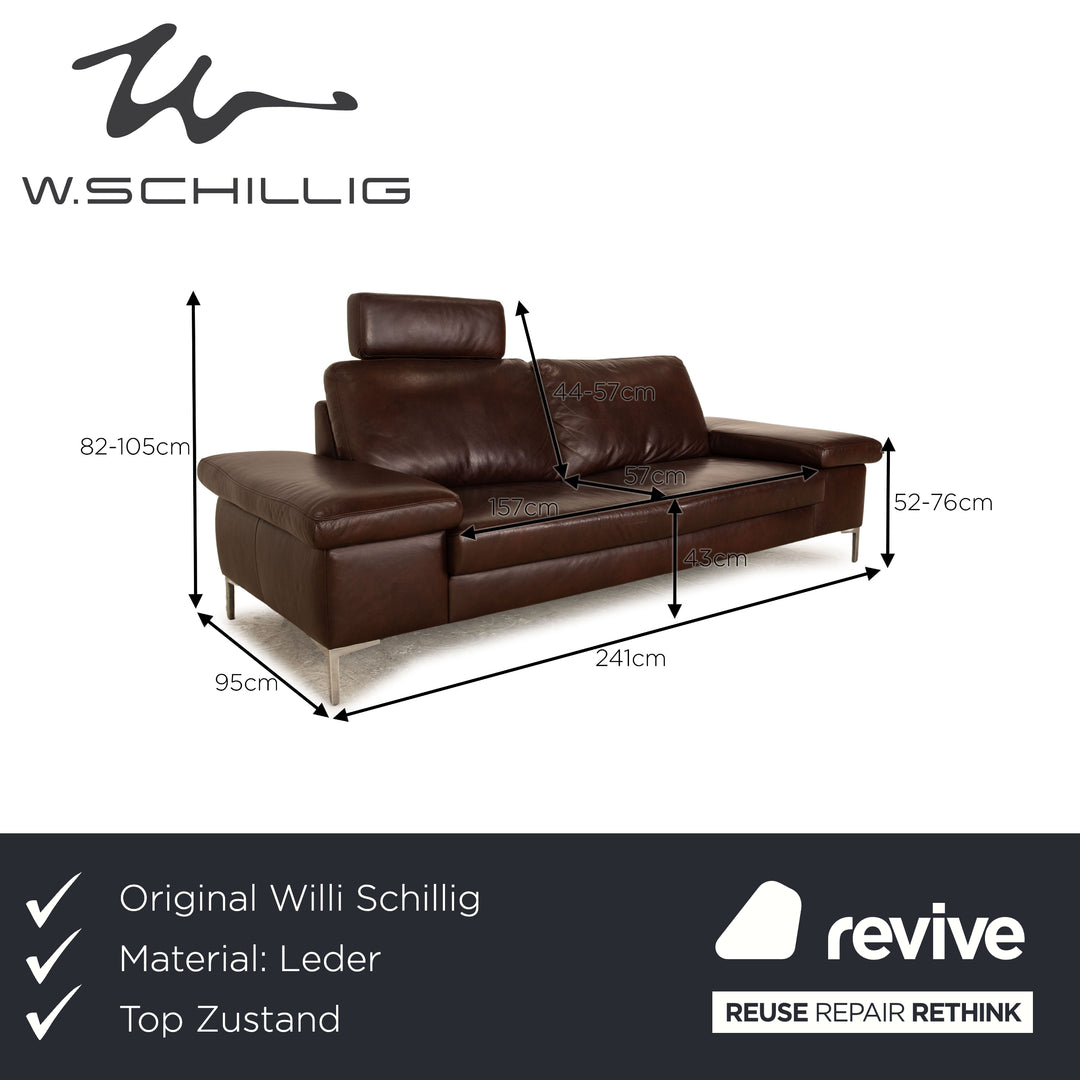 Willi Schillig NH 80 leather three-seater brown manual function sofa couch