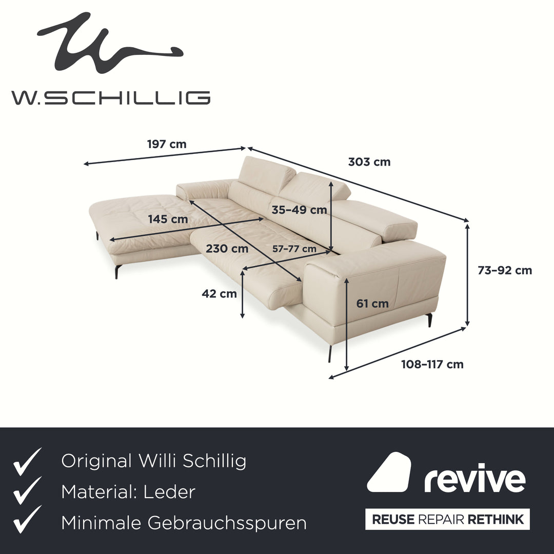 Willi Schillig Piedroo Canapé d'angle en cuir beige avec fonction électrique