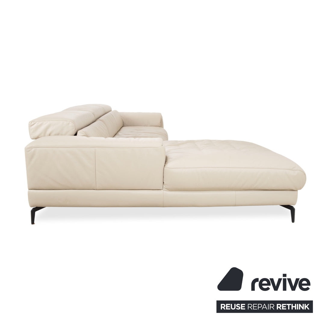 Willi Schillig Piedroo Canapé d'angle en cuir beige avec fonction électrique