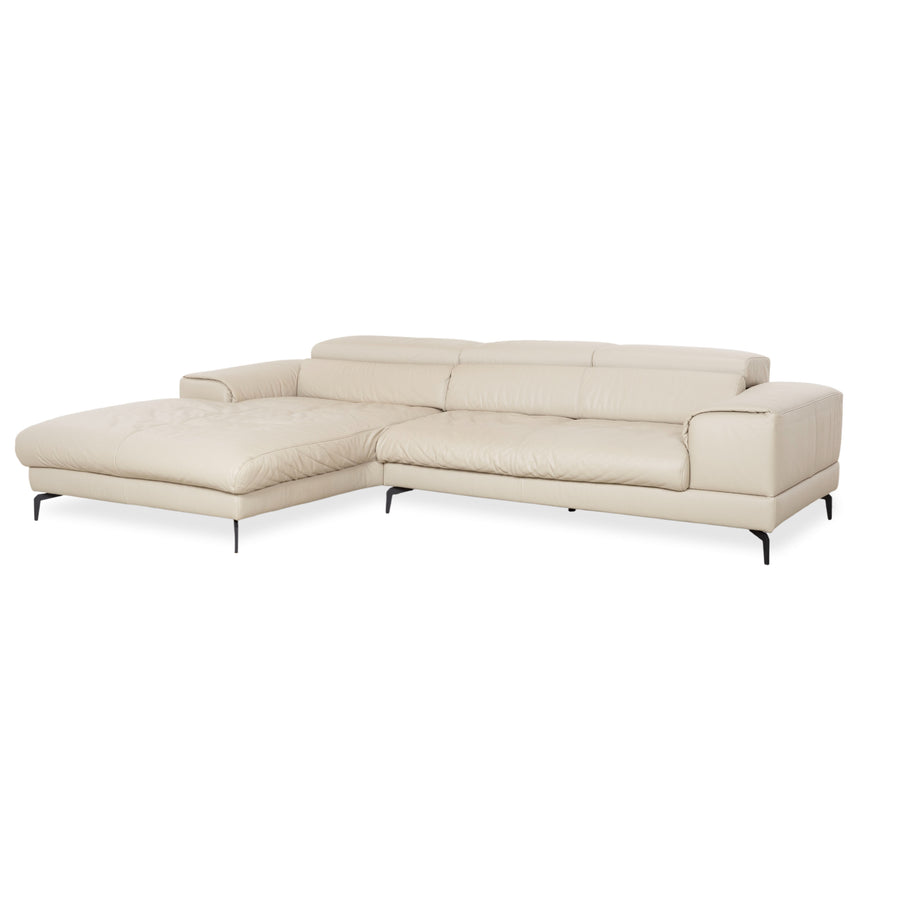 Willi Schillig Piedroo Canapé d'angle en cuir beige avec fonction électrique