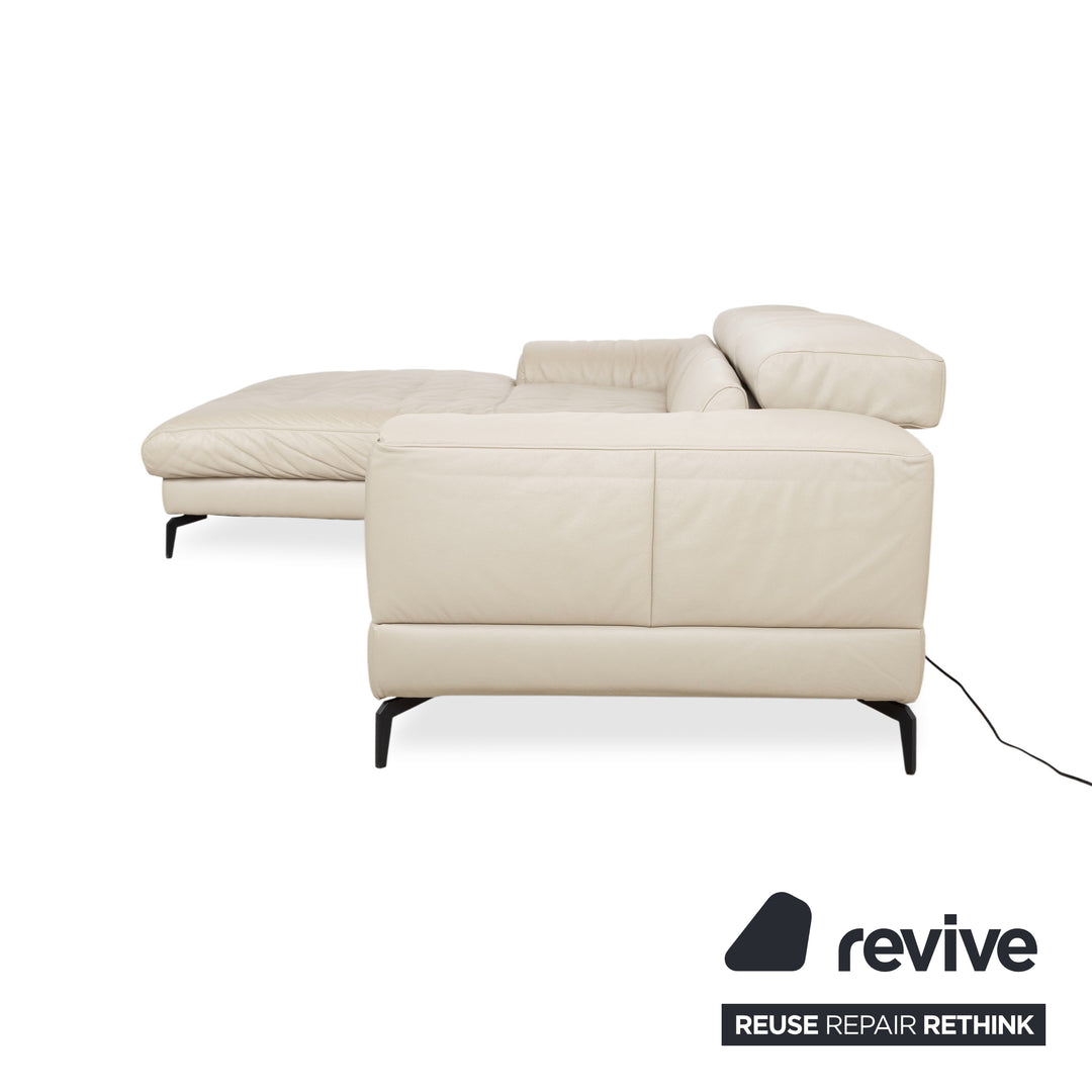 Willi Schillig Piedroo Canapé d'angle en cuir beige avec fonction électrique