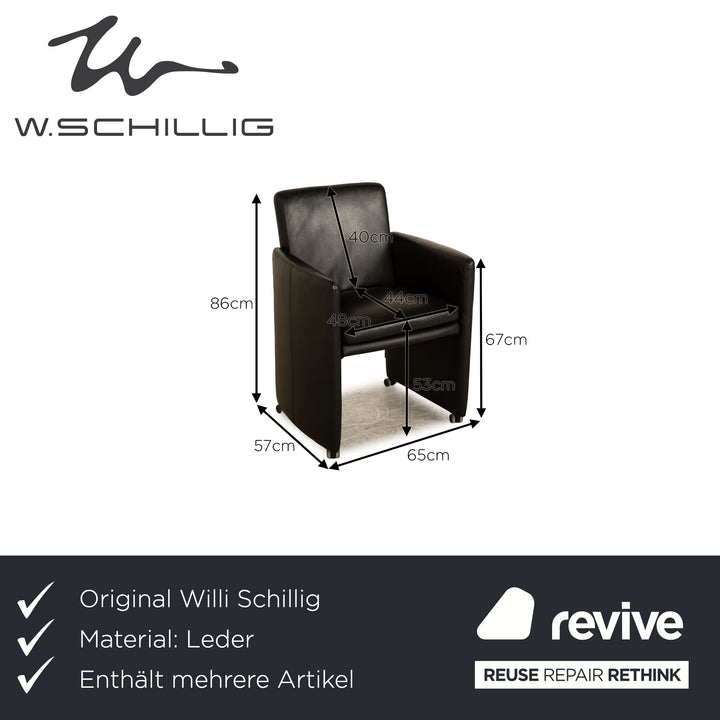 Willi Schillig Rialto leather armchair set black