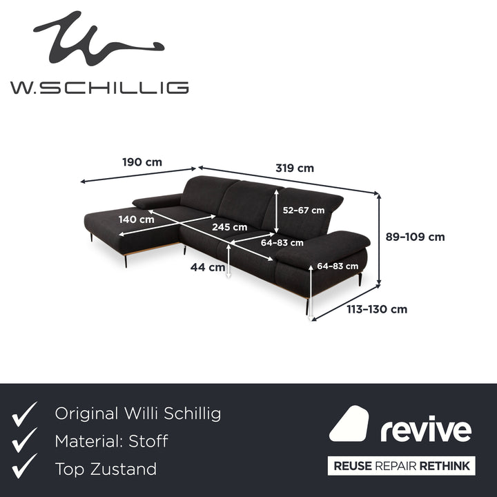 Willi Schillig Run Stoff Ecksofa Athrazit Sofa Couch manuelle Funktion