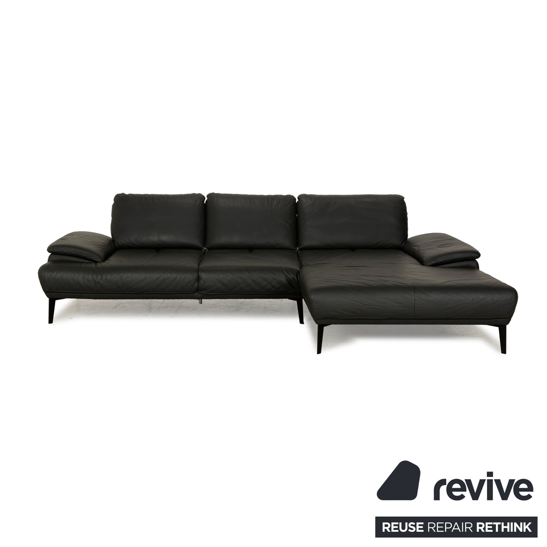 Willi Schillig Samiraa Leather Corner Sofa Black Récamière right Sofa Couch