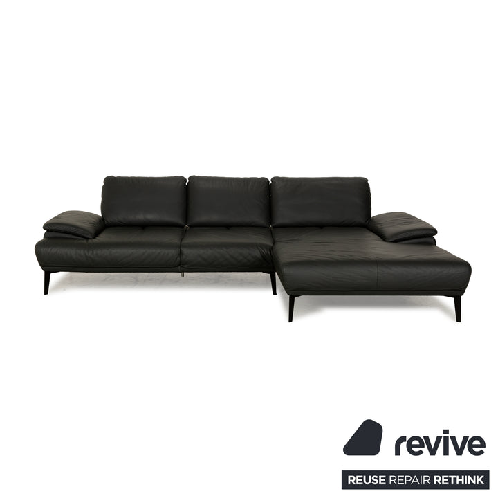 Willi Schillig Samiraa Leather Corner Sofa Black Récamière right Sofa Couch