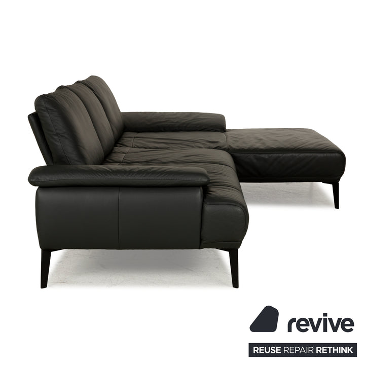 Willi Schillig Samiraa Leather Corner Sofa Black Récamière right Sofa Couch
