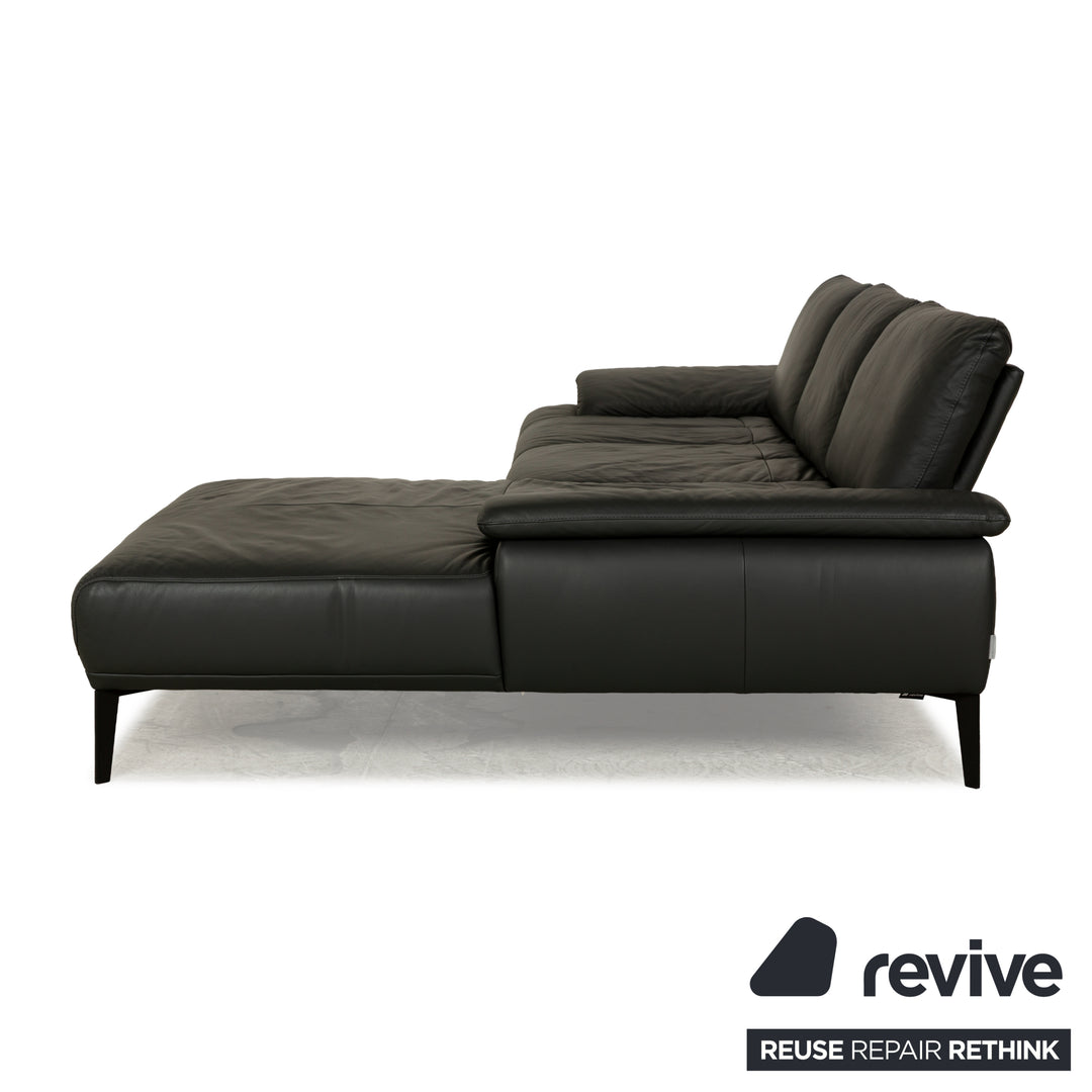 Willi Schillig Samiraa Leather Corner Sofa Black Récamière right Sofa Couch