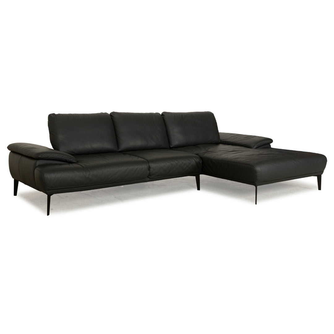 Willi Schillig Samiraa Leather Corner Sofa Black Récamière right Sofa Couch