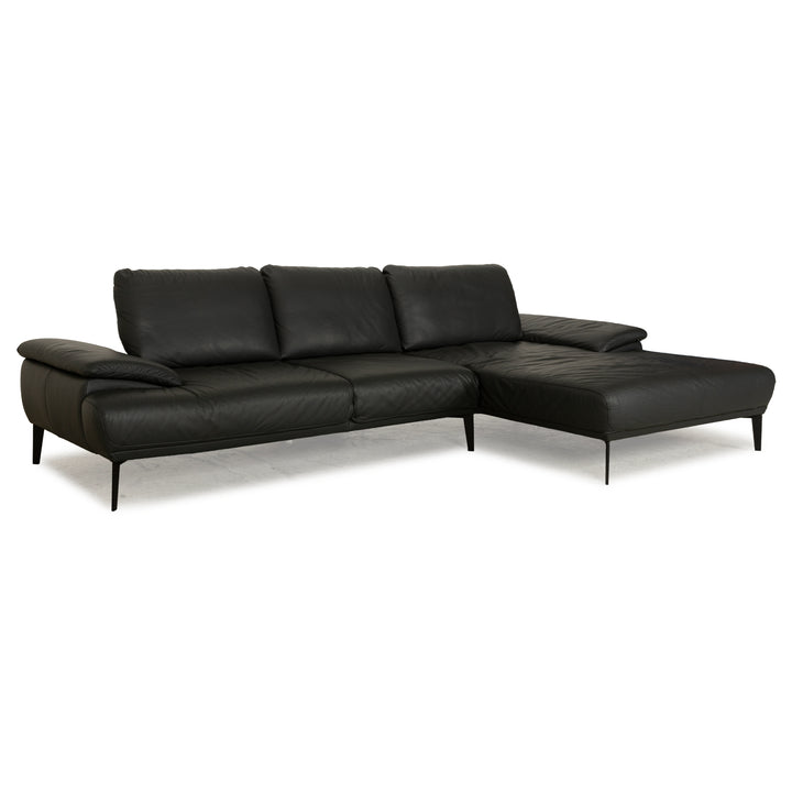 Willi Schillig Samiraa Leather Corner Sofa Black Récamière right Sofa Couch