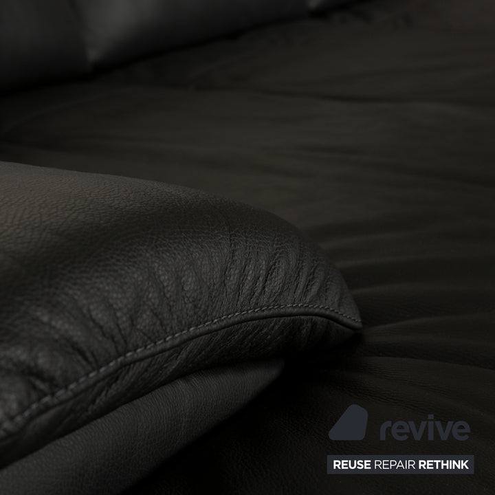 Willi Schillig Samiraa Leather Corner Sofa Black Récamière right Sofa Couch