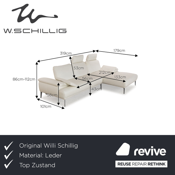 Willi Schillig Samiraa Leder Ecksofa Weiß Recamiere Rechts Sofa Couch manuelle Funktion