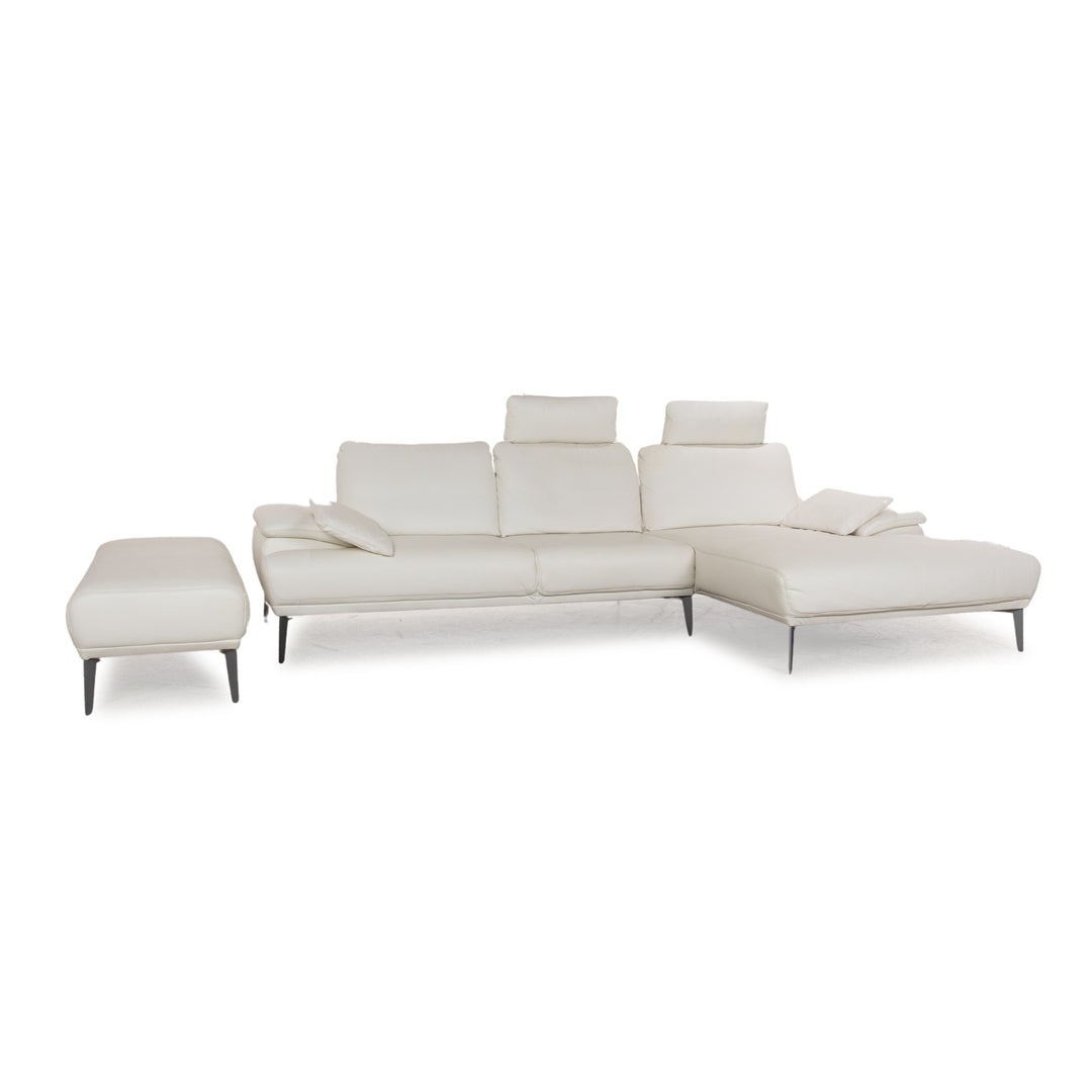 Willi Schillig Samiraa Leder Sofa Garnitur Weiß Recamiere Rechts Ecksofa Hocker Couch manuelle Funktion  Status