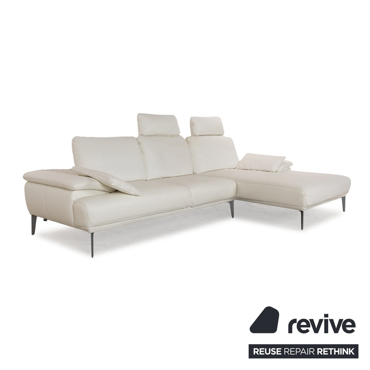 Willi Schillig Samiraa Leder Sofa Garnitur Weiß Recamiere Rechts Ecksofa Hocker Couch manuelle Funktion  Status