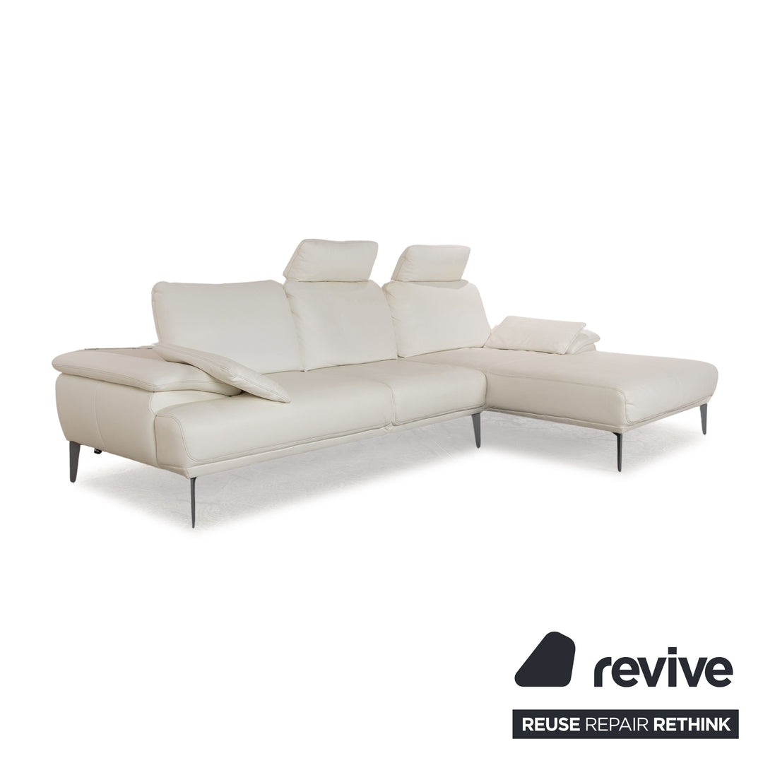 Willi Schillig Samiraa Leder Sofa Garnitur Weiß Recamiere Rechts Ecksofa Hocker Couch manuelle Funktion  Status