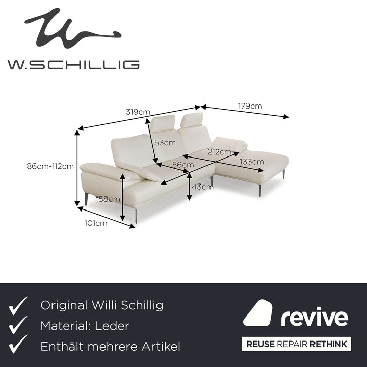 Willi Schillig Samiraa Leder Sofa Garnitur Weiß Recamiere Rechts Ecksofa Hocker Couch manuelle Funktion  Status