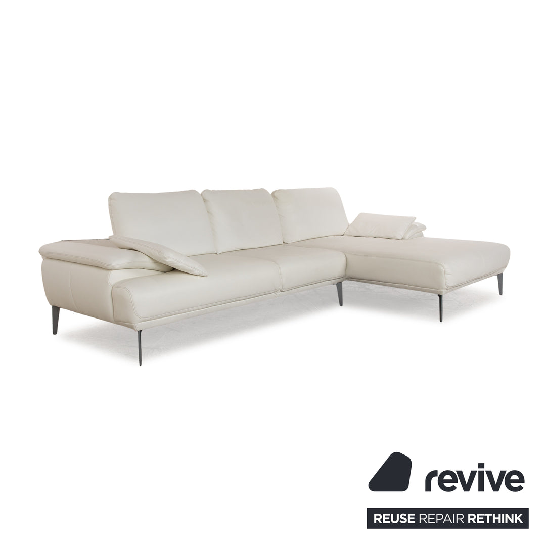 Willi Schillig Samiraa Leder Sofa Garnitur Weiß Recamiere Rechts Ecksofa Hocker Couch manuelle Funktion  Status