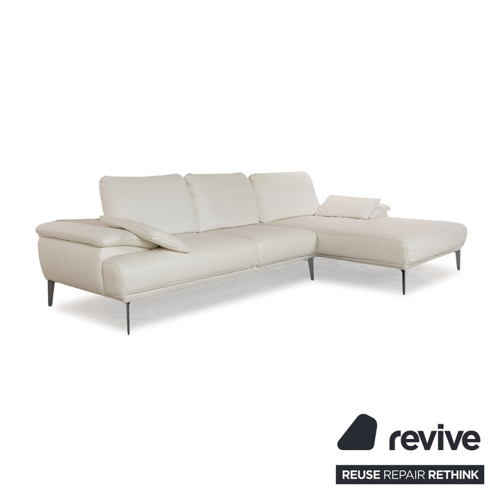 Willi Schillig Samiraa Leder Sofa Garnitur Weiß Recamiere Rechts Ecksofa Hocker Couch manuelle Funktion  Status