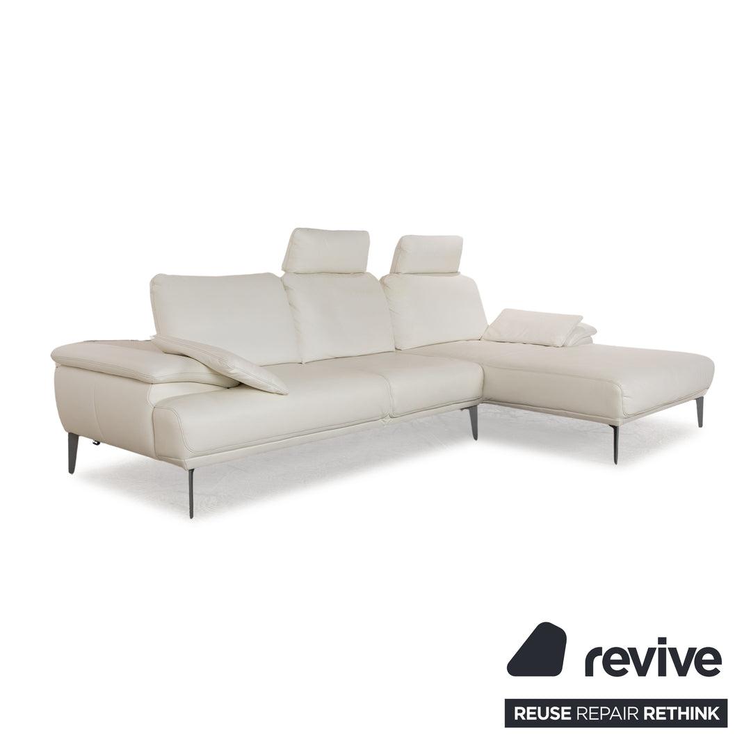 Willi Schillig Samiraa Leder Sofa Garnitur Weiß Recamiere Rechts Ecksofa Hocker Couch manuelle Funktion  Status