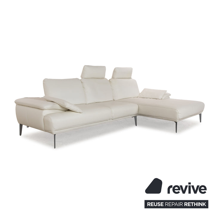 Willi Schillig Samiraa Leder Sofa Garnitur Weiß Recamiere Rechts Ecksofa Hocker Couch manuelle Funktion  Status