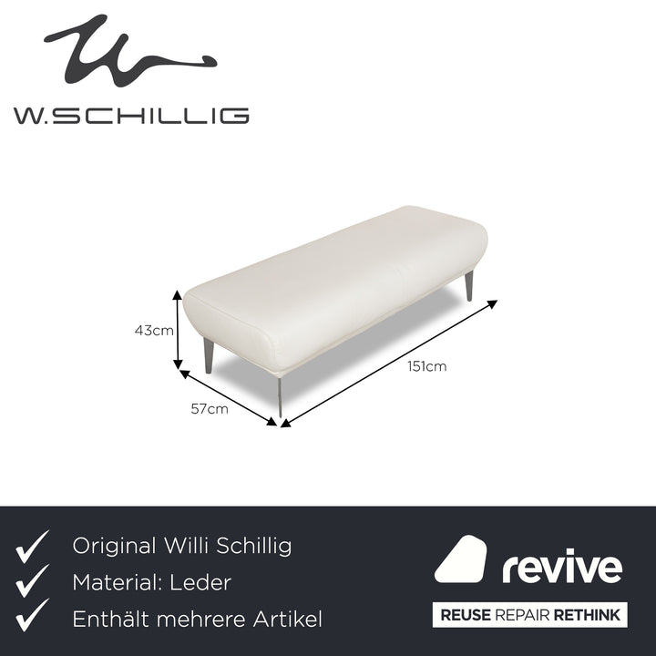 Willi Schillig Samiraa Leder Sofa Garnitur Weiß Recamiere Rechts Ecksofa Hocker Couch manuelle Funktion  Status