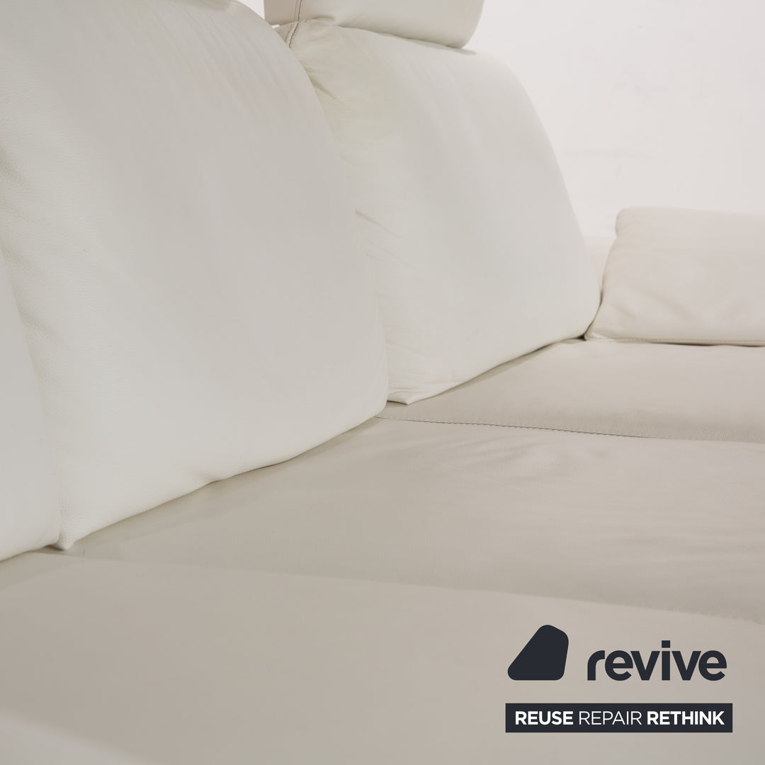 Willi Schillig Samiraa Leder Sofa Garnitur Weiß Recamiere Rechts Ecksofa Hocker Couch manuelle Funktion  Status