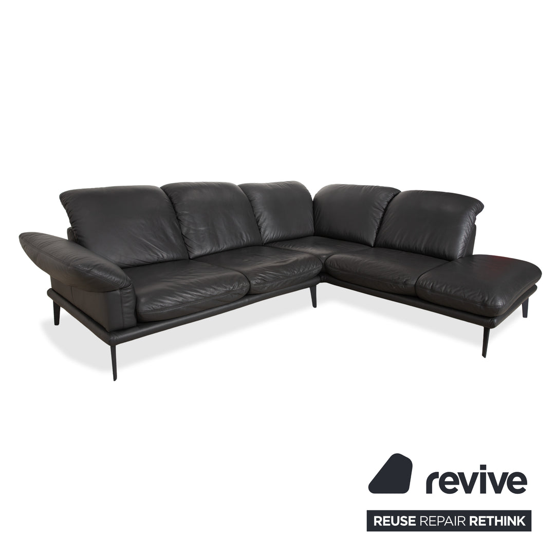 Willi Schillig Sherry Leder Ecksofa Dunkelgrau Anthrazit manuelle Funktion Sofa Couch
