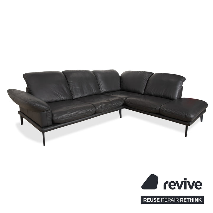Willi Schillig Sherry Leder Ecksofa Dunkelgrau Anthrazit manuelle Funktion Sofa Couch