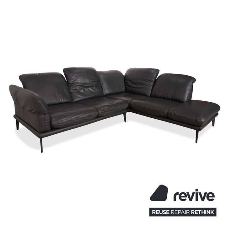 Willi Schillig Sherry Leder Ecksofa Dunkelgrau Anthrazit manuelle Funktion Sofa Couch