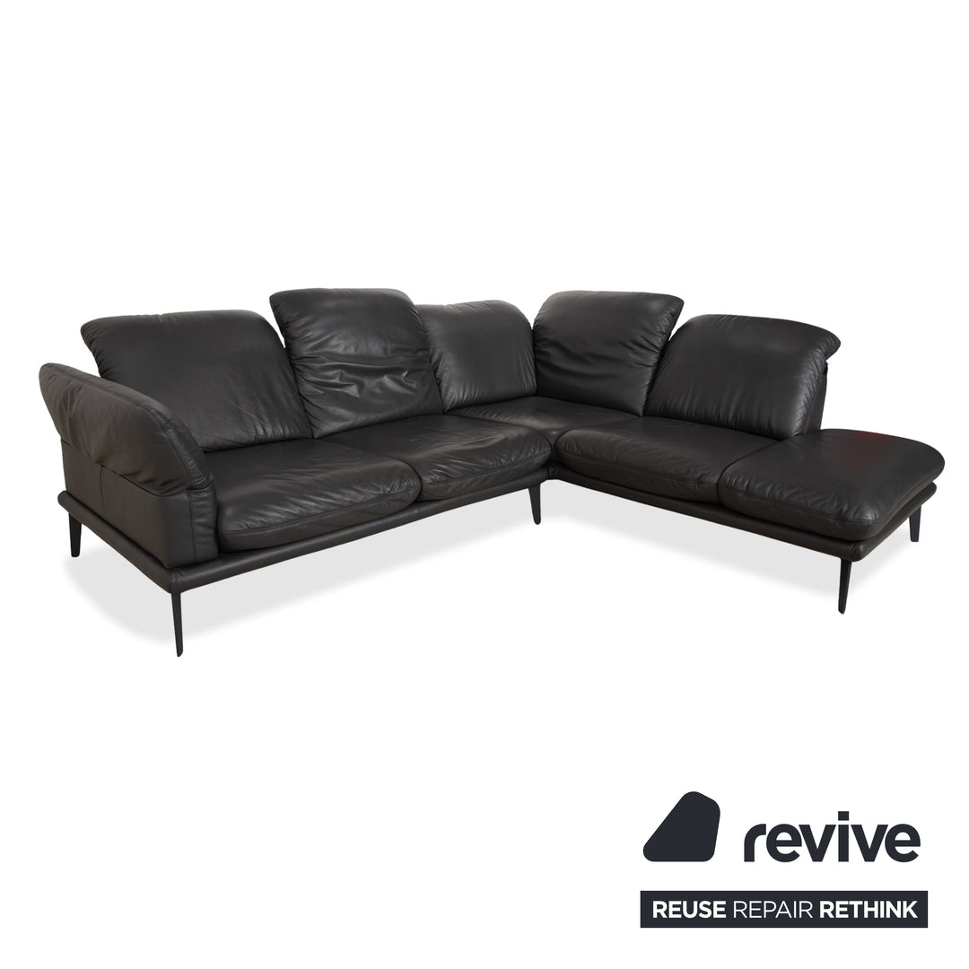 Willi Schillig Sherry Leder Ecksofa Dunkelgrau Anthrazit manuelle Funktion Sofa Couch