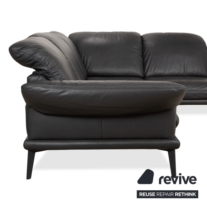 Willi Schillig Sherry Leder Ecksofa Dunkelgrau Anthrazit manuelle Funktion Sofa Couch