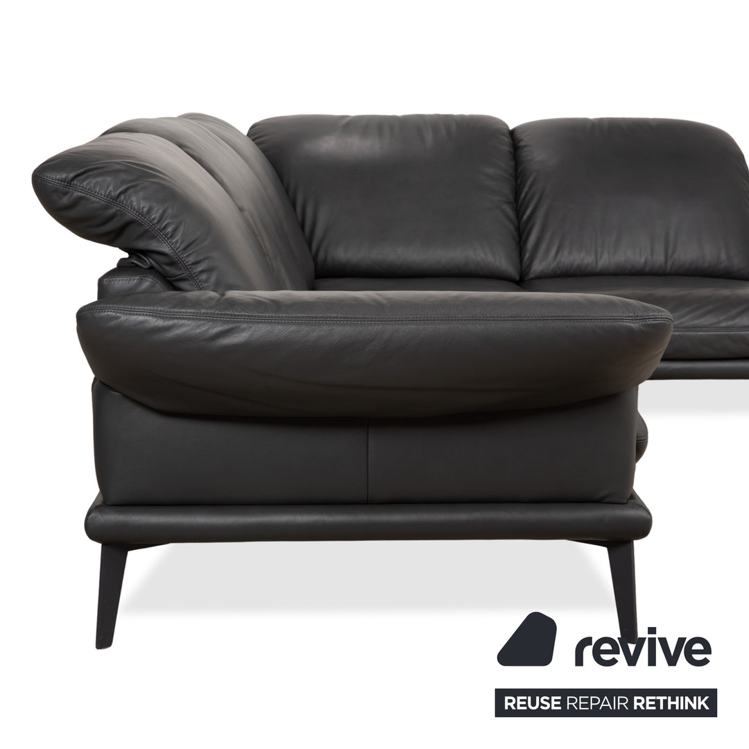 Willi Schillig Sherry Leder Ecksofa Dunkelgrau Anthrazit manuelle Funktion Sofa Couch
