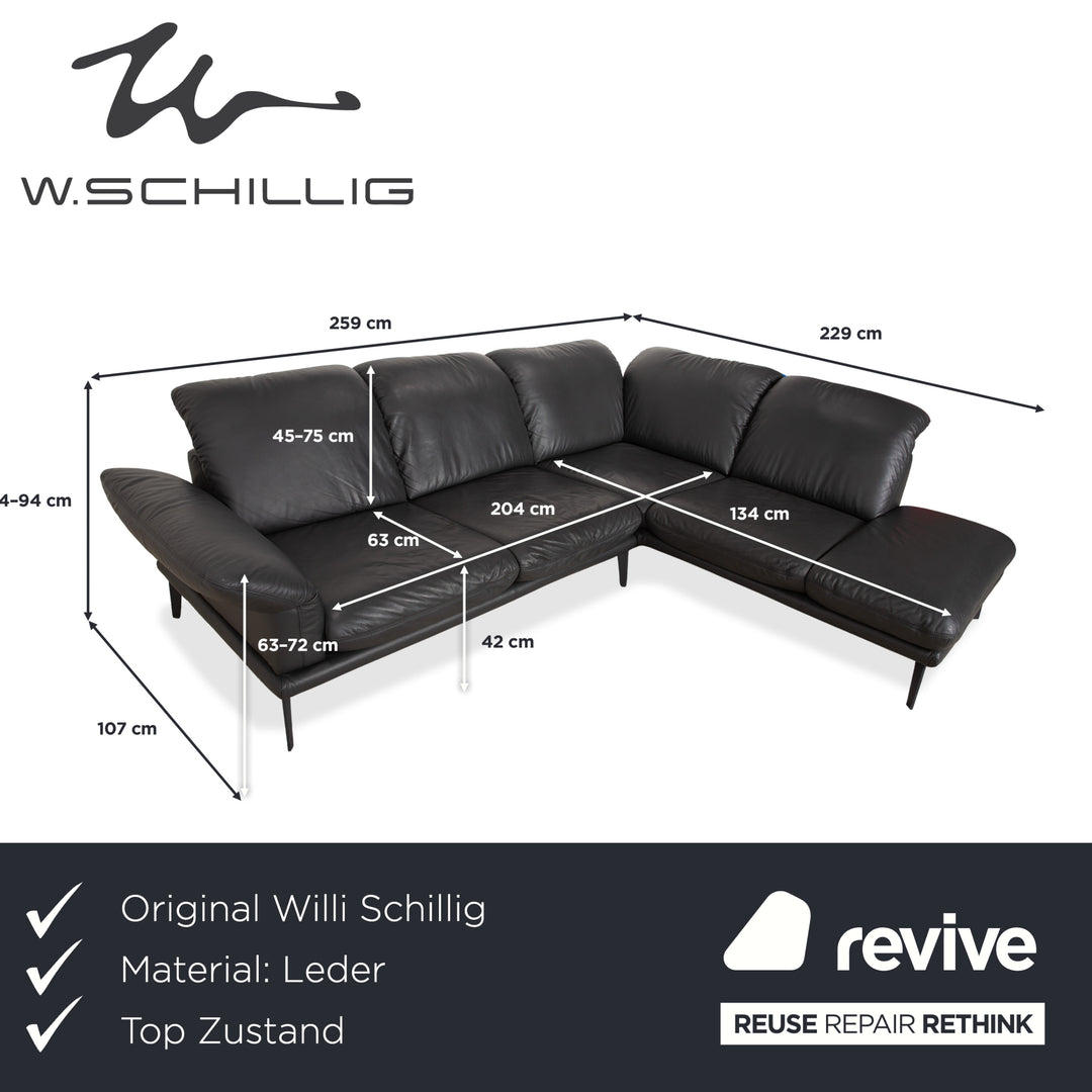 Willi Schillig Sherry Leder Ecksofa Dunkelgrau Anthrazit manuelle Funktion Sofa Couch