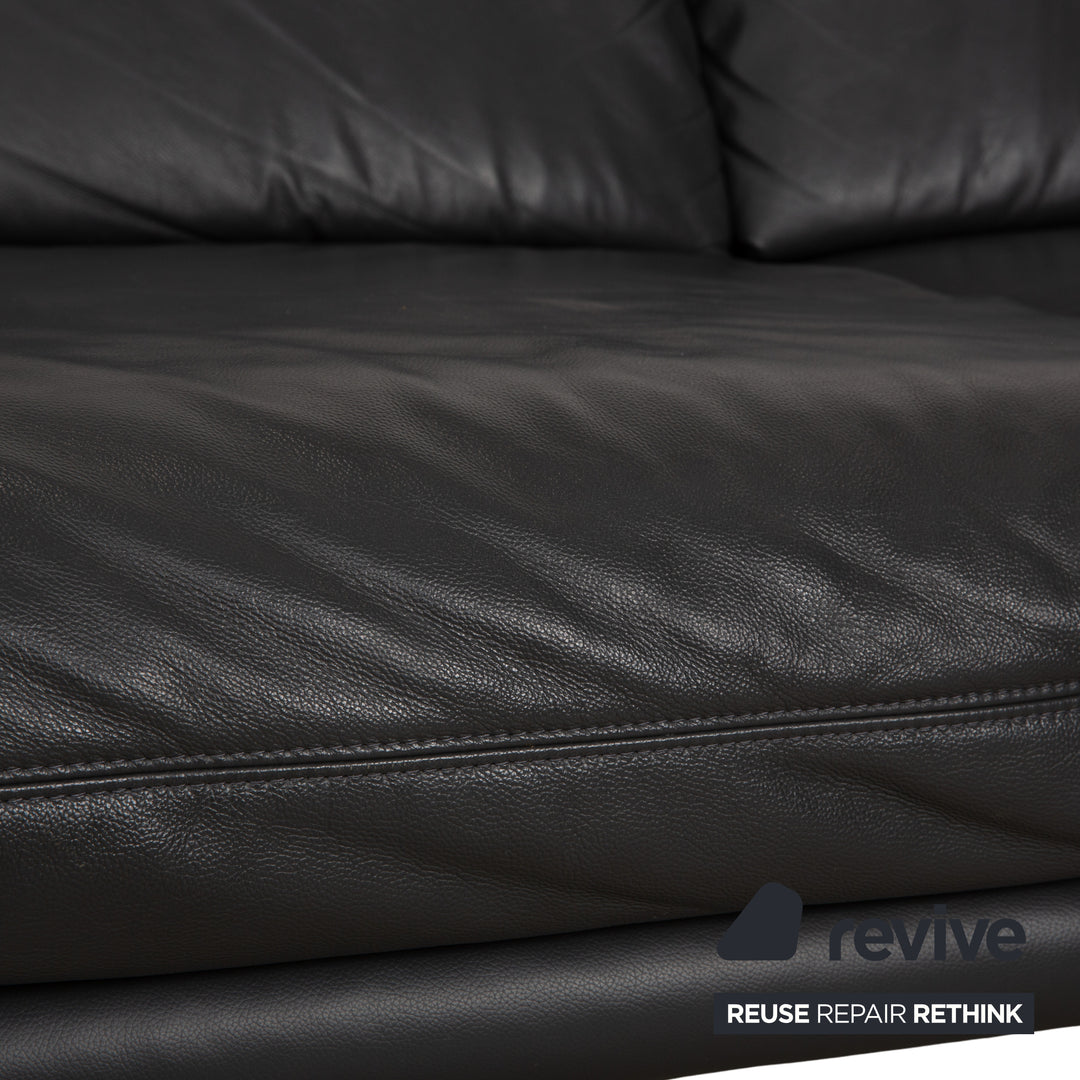 Willi Schillig Sherry Leder Ecksofa Dunkelgrau Anthrazit manuelle Funktion Sofa Couch