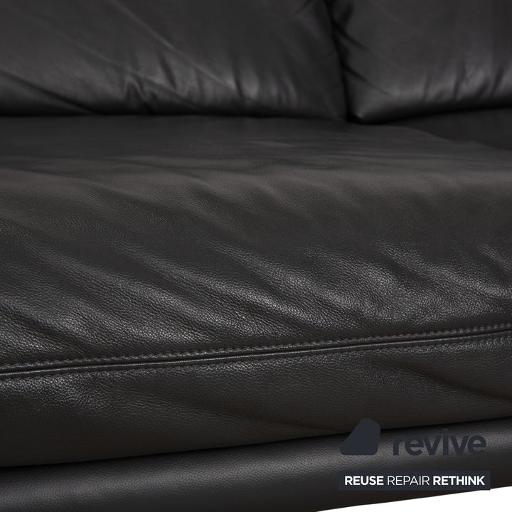 Willi Schillig Sherry Leder Ecksofa Dunkelgrau Anthrazit manuelle Funktion Sofa Couch