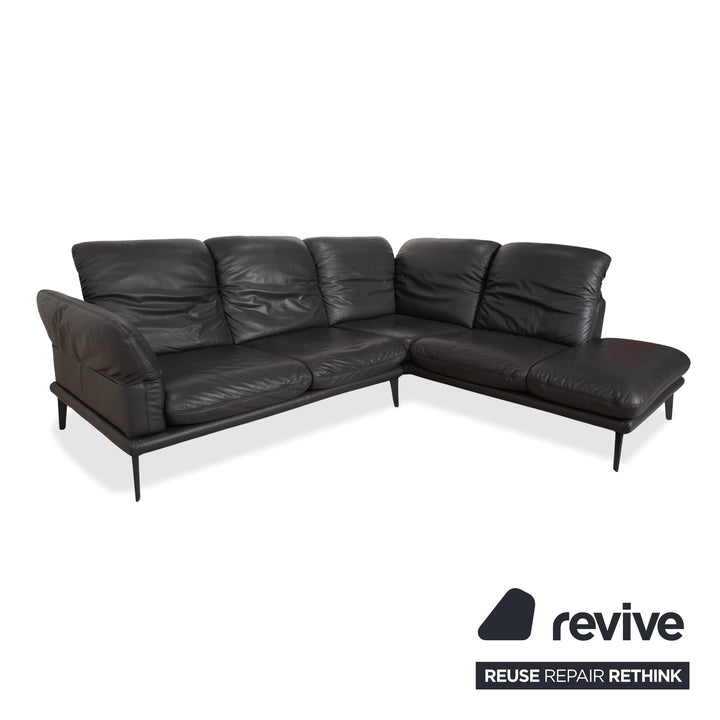 Willi Schillig Sherry Leder Ecksofa Dunkelgrau Anthrazit manuelle Funktion Sofa Couch