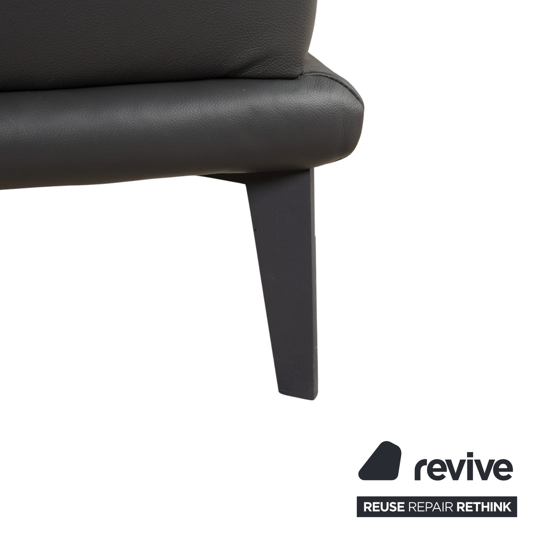 Willi Schillig Sherry Leder Ecksofa Dunkelgrau Anthrazit manuelle Funktion Sofa Couch