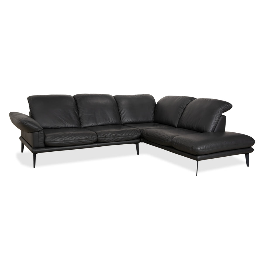 Willi Schillig Sherry Leder Ecksofa Dunkelgrau Anthrazit manuelle Funktion Sofa Couch