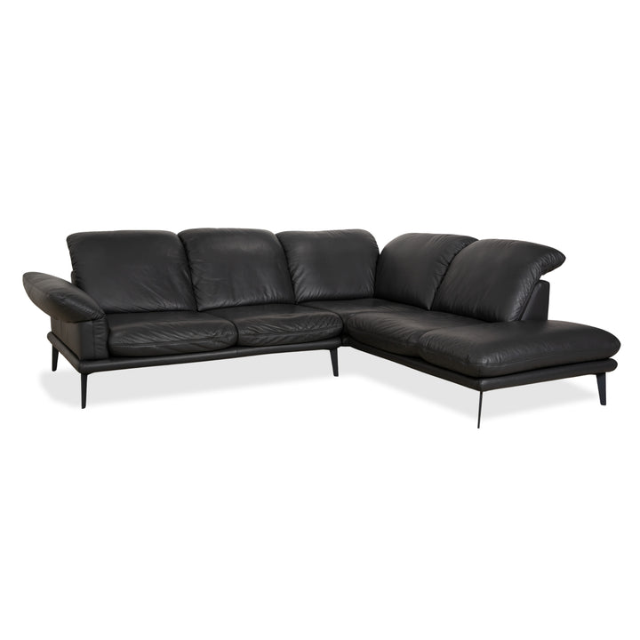 Willi Schillig Sherry Leder Ecksofa Dunkelgrau Anthrazit manuelle Funktion Sofa Couch