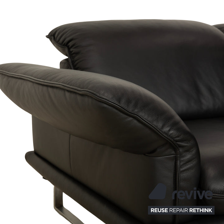 Willi Schillig Sherry Leather Corner Sofa Ottoman Black Sofa Couch Manual Function