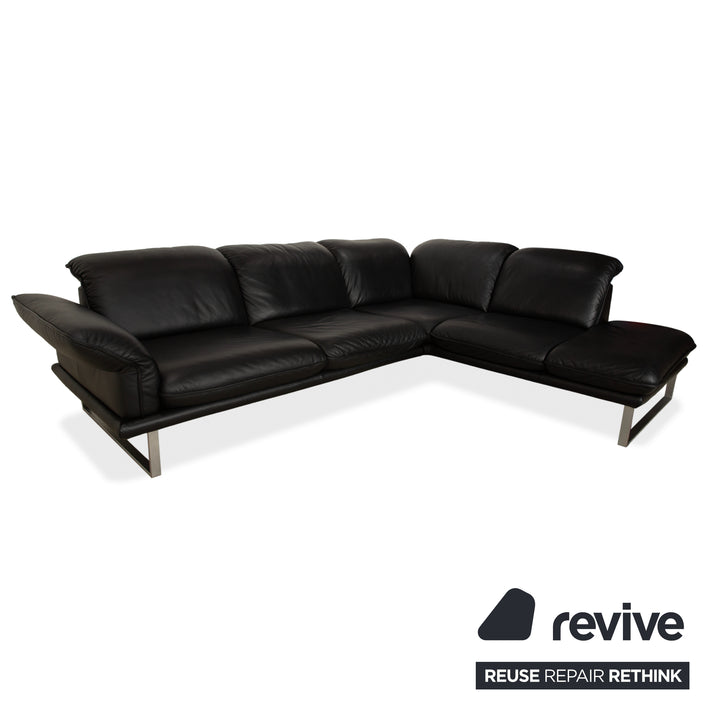Willi Schillig Sherry Leder Ecksofa Hocker Schwarz Sofa Couch manuelle Funktion