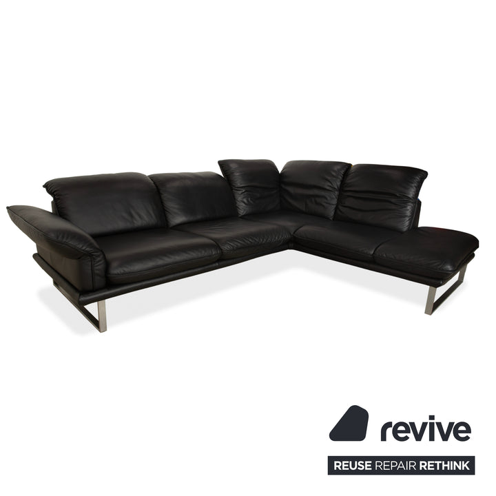 Willi Schillig Sherry Leder Ecksofa Hocker Schwarz Sofa Couch manuelle Funktion