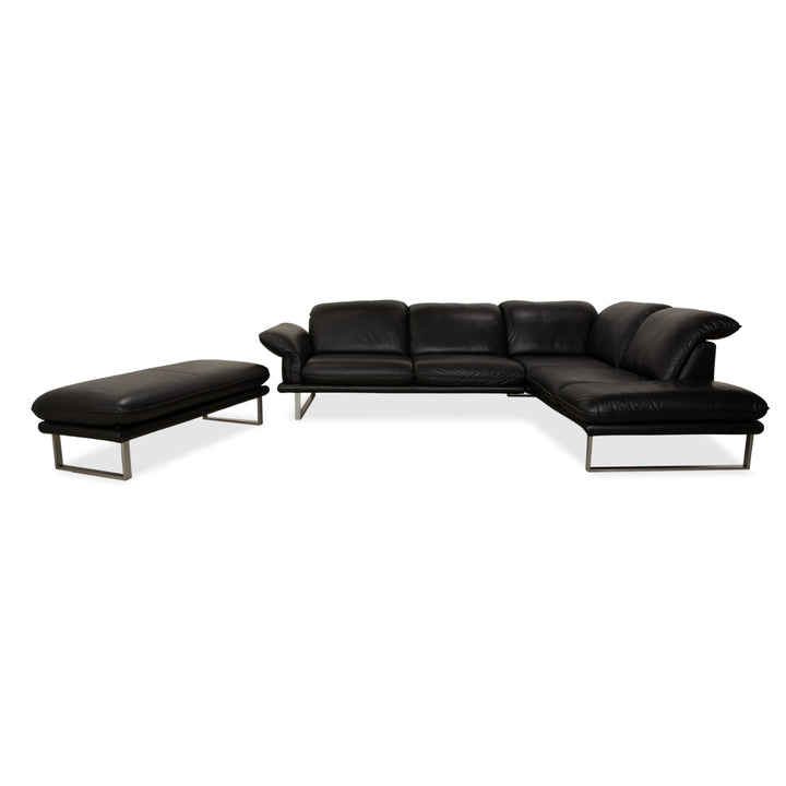Willi Schillig Sherry Leder Ecksofa Hocker Schwarz Sofa Couch manuelle Funktion