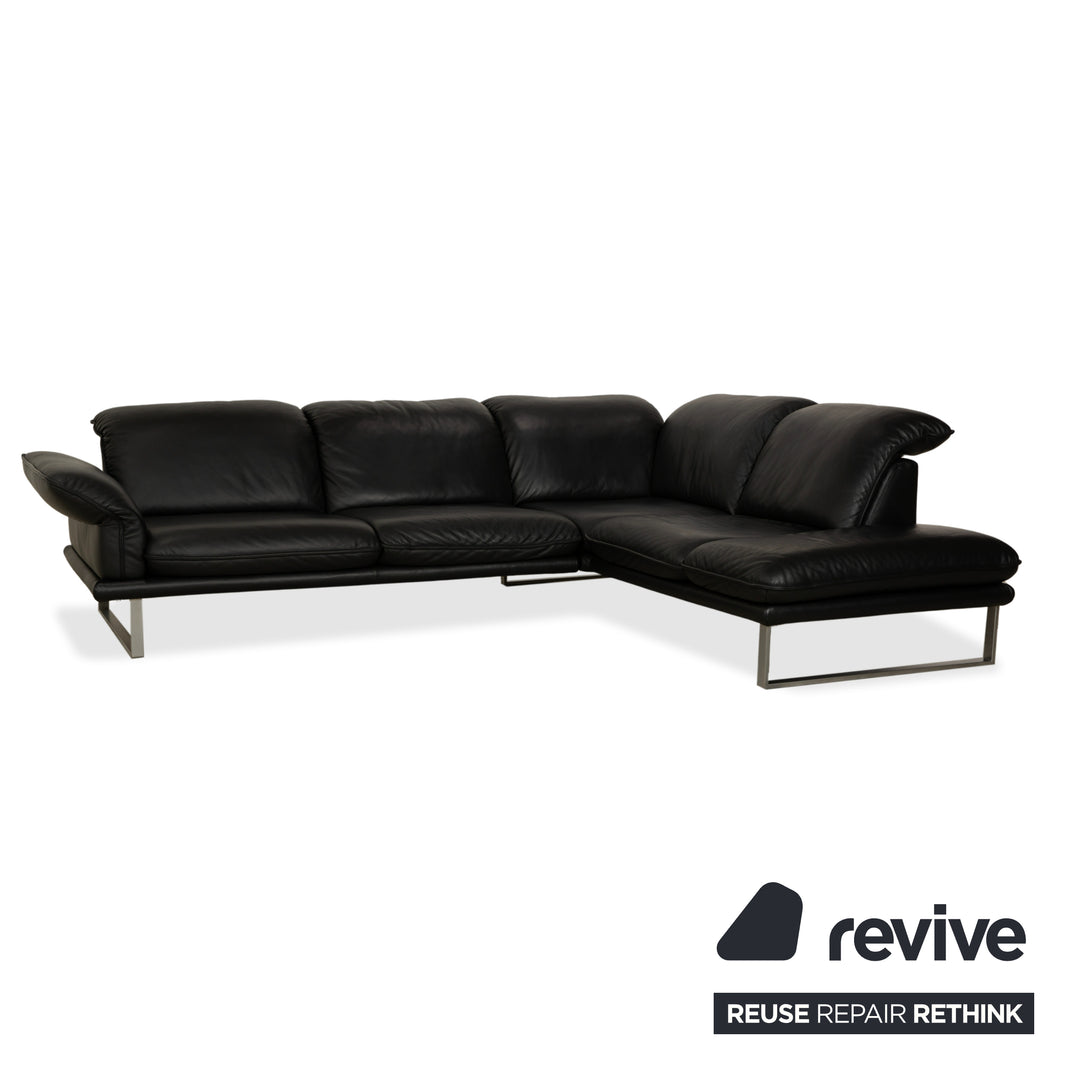 Willi Schillig Sherry Leder Ecksofa Hocker Schwarz Sofa Couch manuelle Funktion