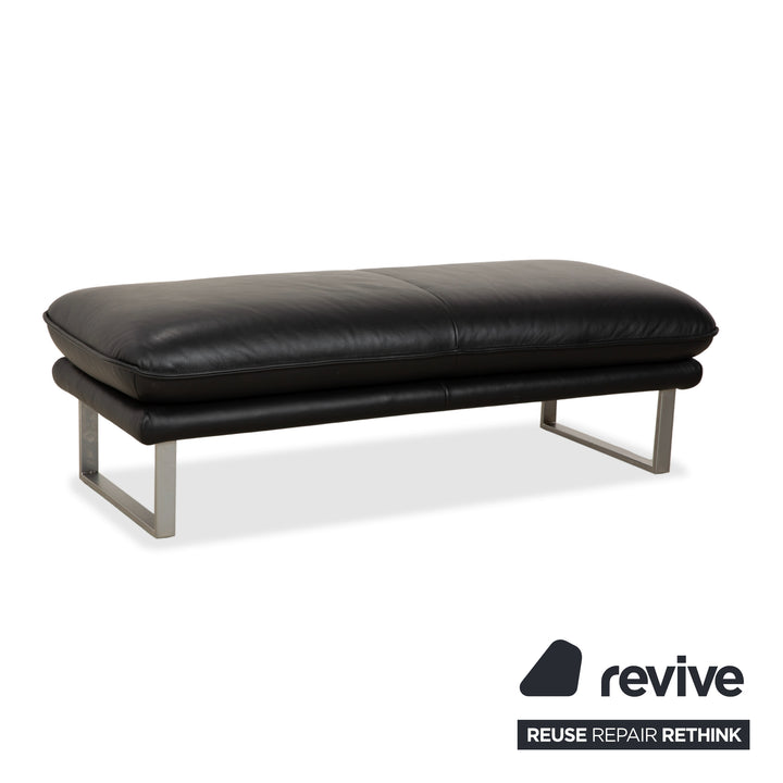 Willi Schillig Sherry Leather Corner Sofa Ottoman Black Sofa Couch Manual Function