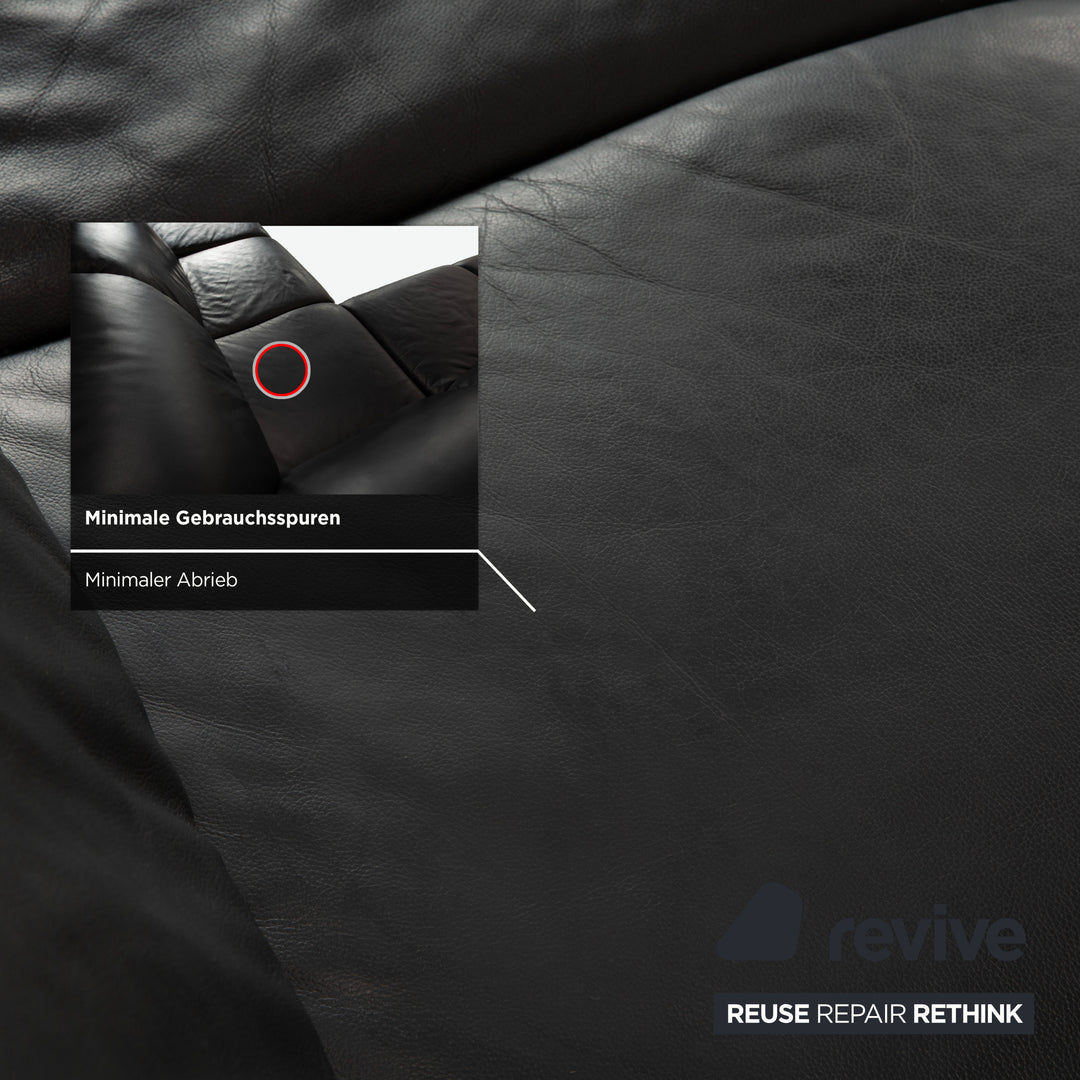 Willi Schillig Sherry Leder Ecksofa Hocker Schwarz Sofa Couch manuelle Funktion